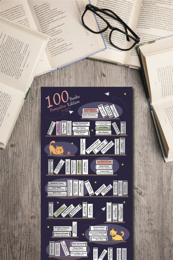 Plakat Zdrapka 100 książek do przeczytania